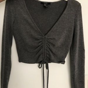 Forever 21 Drawstring Gray Crop Top